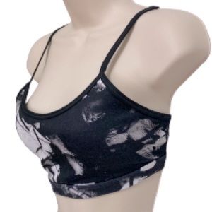 REEBOK Speedwick Sports Exercise Running Bra Black White Gray Camouflage Medium